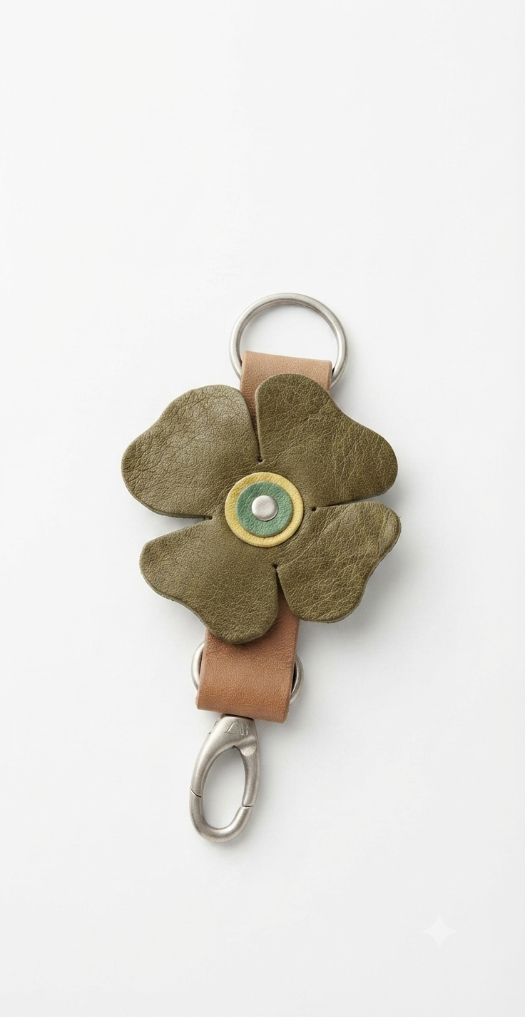 Artisanal Leather Flower Keychain (Made in RD)