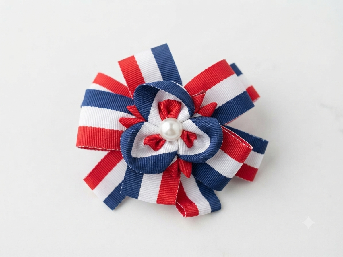 "Patriotic Bloom" Handcrafted Bow