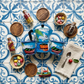 Caribbean Coffee Art Set: Hand-Painted Moka Pot & Enamel Mug Duo