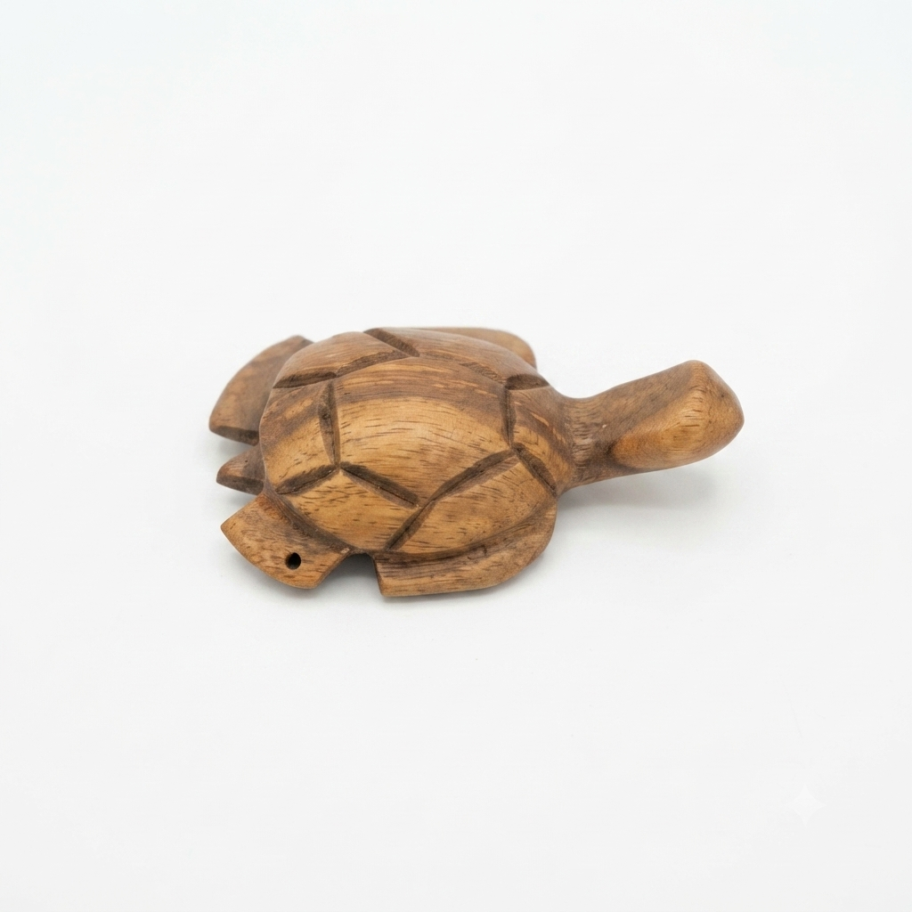 Dominican Guayacán Wood Hand-Carved Sea Turtle Figurine