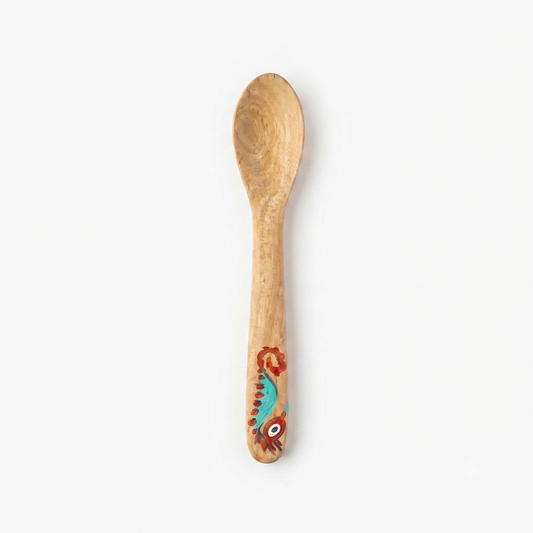 Handcrafted Set of 4 Hand-Painted Seahorse Motif Guayacán Wood Spoons
