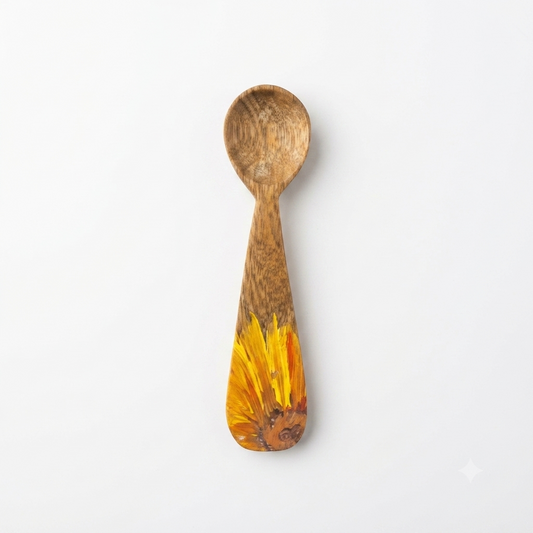 Handcrafted Set of 4 Hand-Painted Floral Blossom Guayacán Wood Spoons