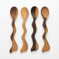 Handcrafted Set of 4 Wavy Sculptural Dominican Guayacán Wood Spoons