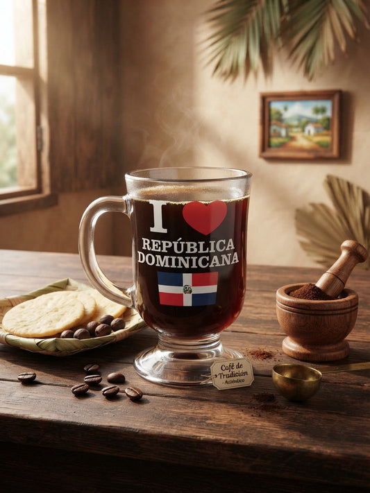 "I Love República Dominicana" Clear Glass Mini Mug (Espresso / Shot Size)
