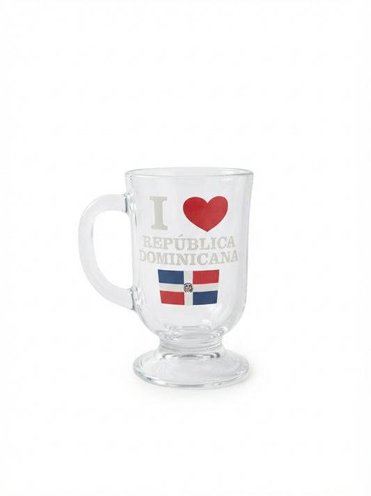 "I Love República Dominicana" Clear Glass Mini Mug (Espresso / Shot Size)