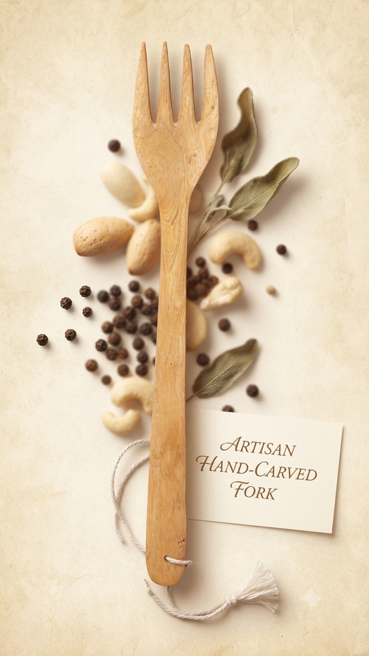 Dominican Guayacán Wood Long Serving Fork with Hanging Cord