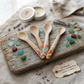 Handcrafted Set of 4 Hand-Painted Seahorse Motif Guayacán Wood Spoons