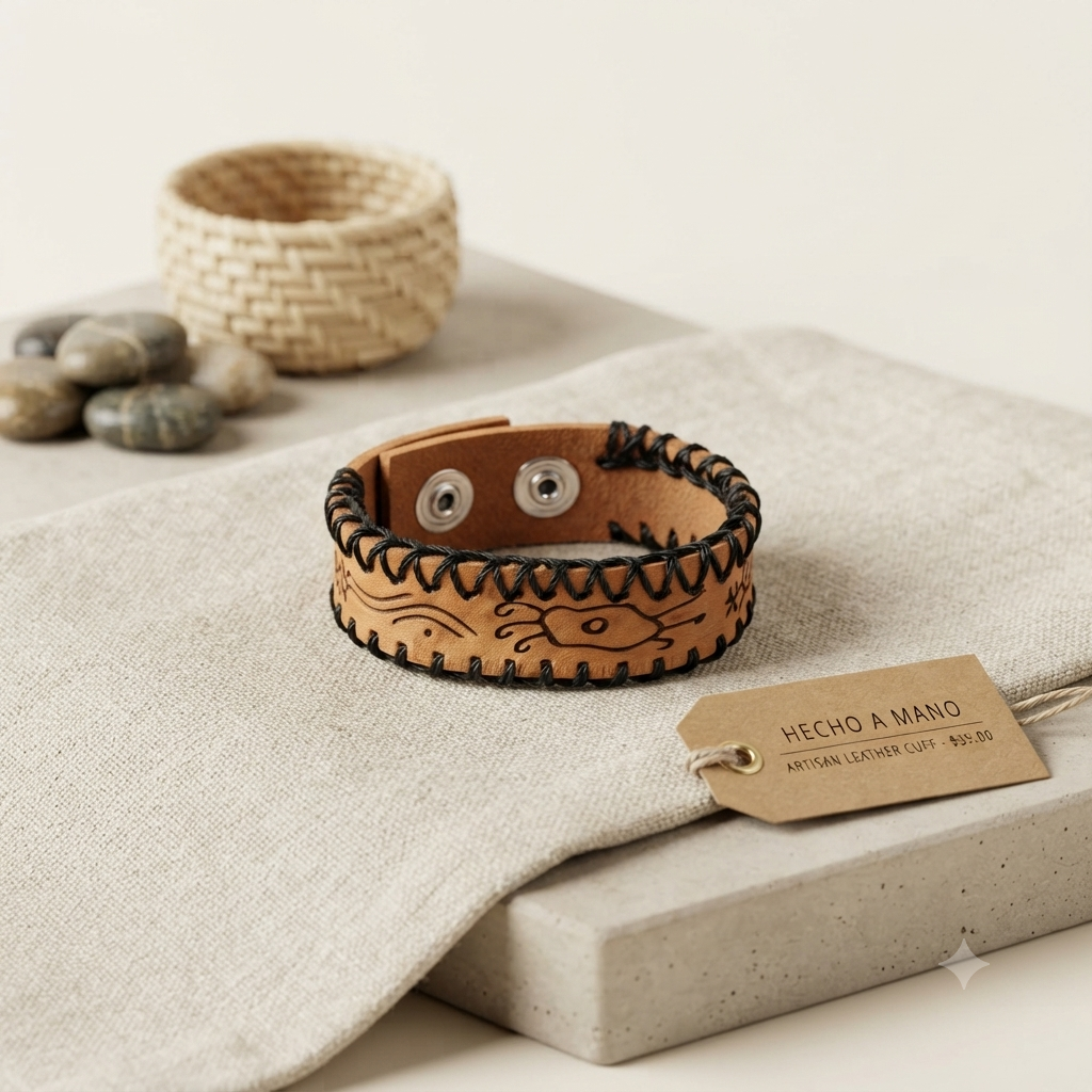 Artisanal Leather Cuff - Taino Soul
