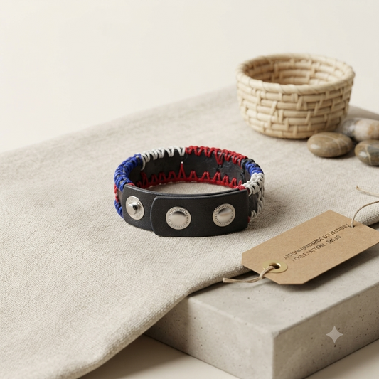 Artisanal Leather Bracelet - Tricolor Edition (Made in RD)