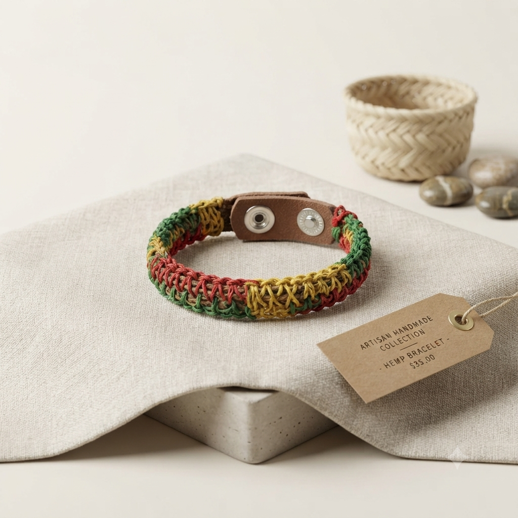 Artisanal Leather Bracelet - Rasta Edition (Made in RD)