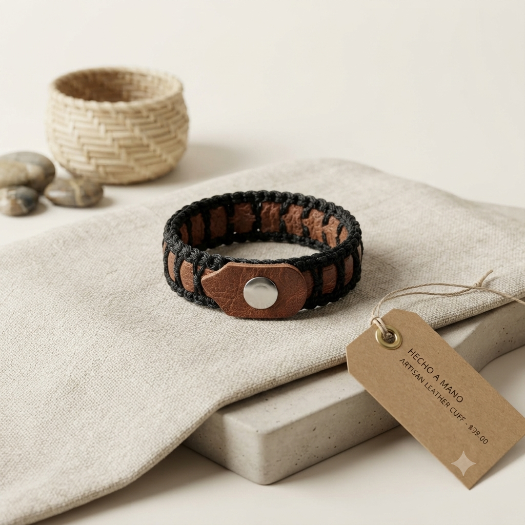 Artisanal Leather Bracelet - Classic Brown Edition (Made in RD)