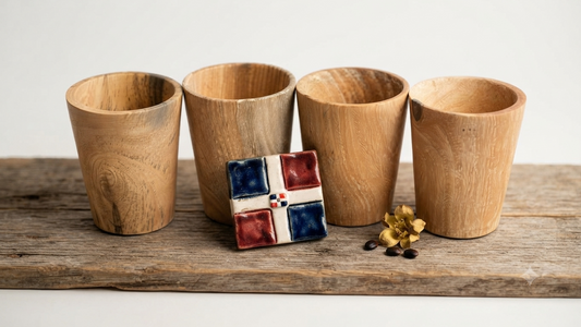 Handcrafted Dominican Guacán Wood Cups Set (4-Pack)