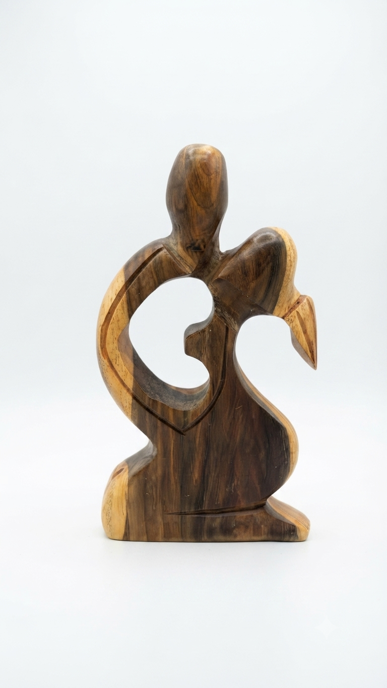 Handcrafted Guayacán Wood Abstract Family Figurine
