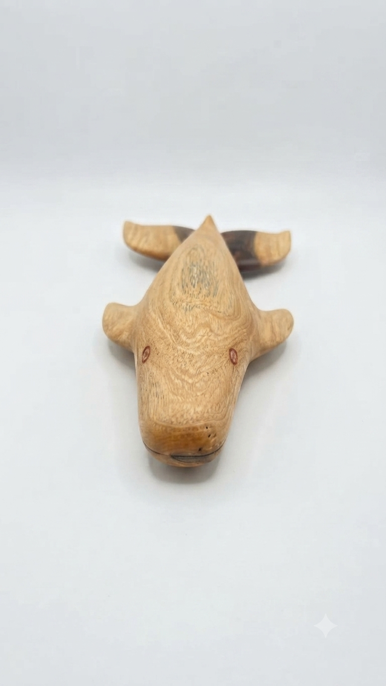 Handcrafted Guayacán Wood Whale Figurine