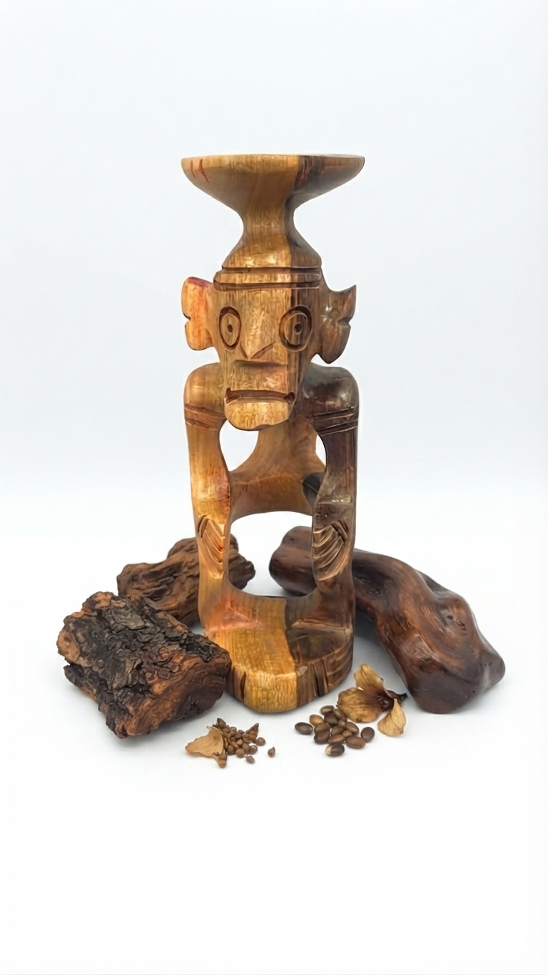 Handcrafted Guayacán Wood Taino-Inspired Ceremonial Figurine