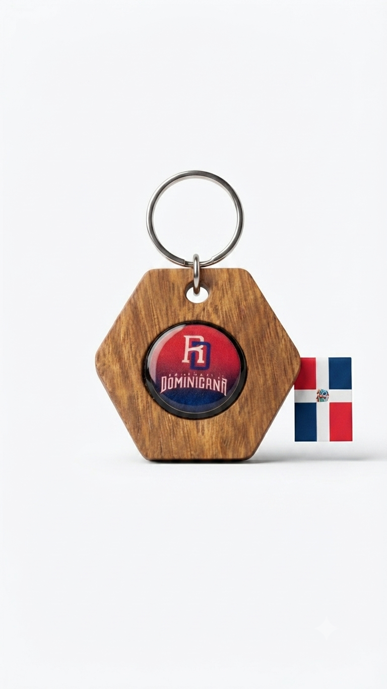 Handcrafted Dominican Republic Hexagon Guayacán Wood Keychain