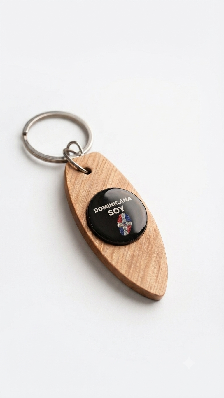 Handcrafted "Dominicana Soy" Teardrop Guayacán Wood Keychain