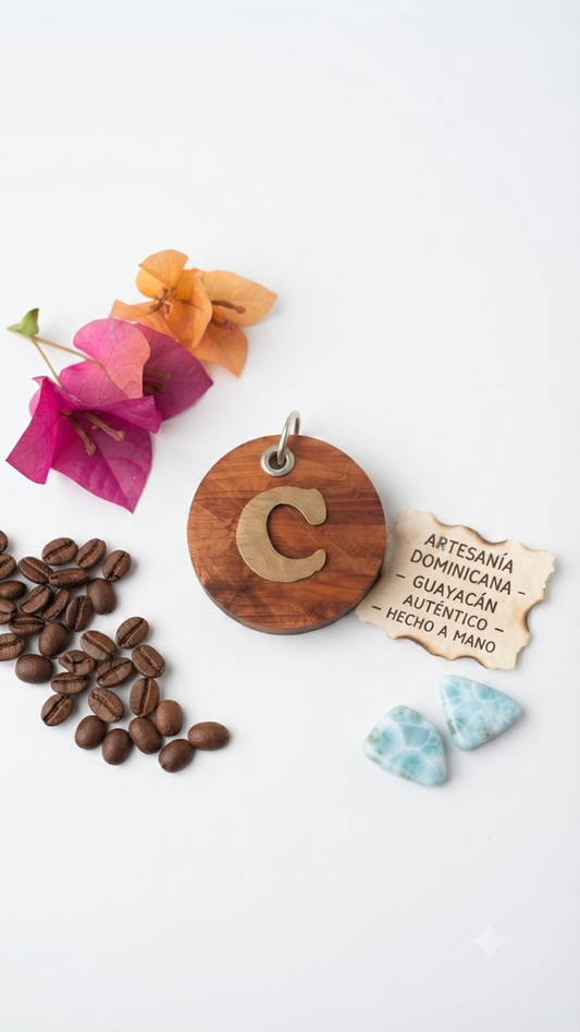 Handcrafted Monogram Initial Guayacán Wood Keychain