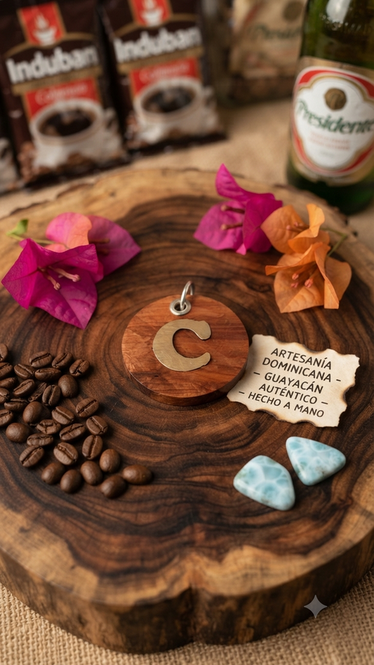 Handcrafted Monogram Initial Guayacán Wood Keychain