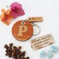 Handcrafted Monogram Initial "P" Guayacán Wood Keychain