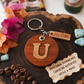 Handcrafted Monogram Initial "U" Guayacán Wood Keychain