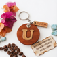 Handcrafted Monogram Initial "U" Guayacán Wood Keychain