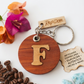 Handcrafted Monogram Initial "F" Guayacán Wood Keychain