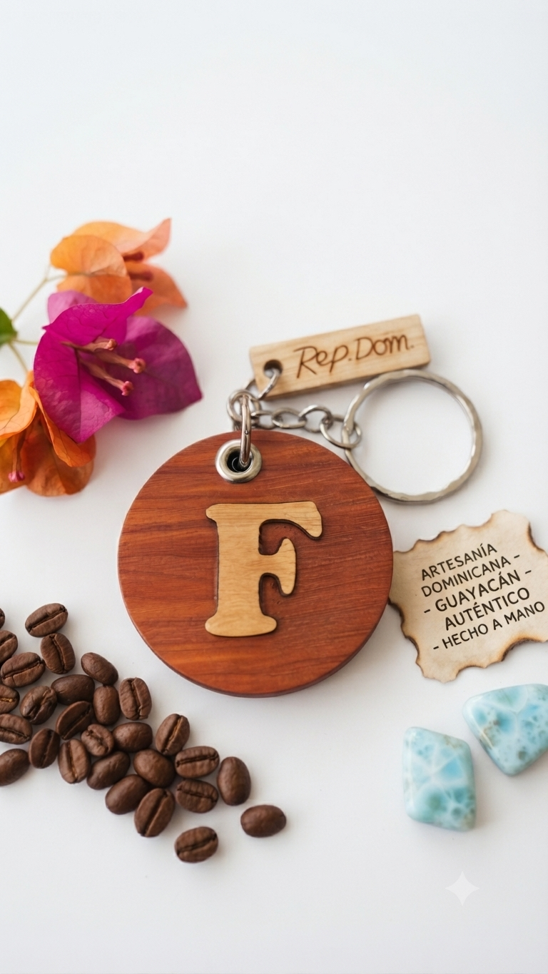 Handcrafted Monogram Initial "F" Guayacán Wood Keychain