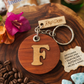 Handcrafted Monogram Initial "F" Guayacán Wood Keychain