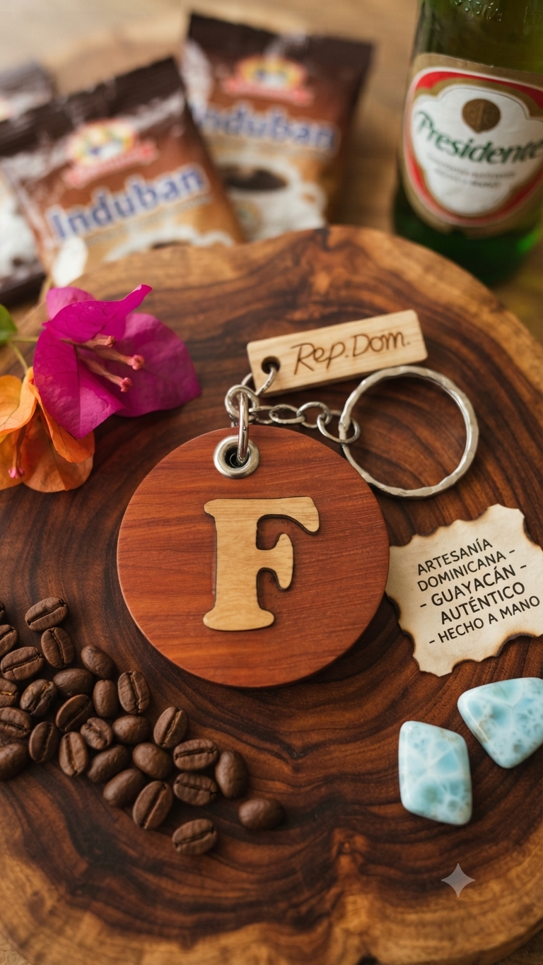 Handcrafted Monogram Initial "F" Guayacán Wood Keychain