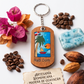 Handcrafted Caribbean Landscape Guayacán Wood Keychain