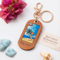 Handcrafted Tropical Beach Guayacán Wood Keychain with Rose Gold Hardware