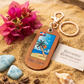 Handcrafted Tropical Beach Guayacán Wood Keychain with Rose Gold Hardware