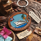 Handcrafted Oval Cruise Ship Dominican Republic Guayacán Wood Keychain