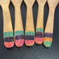 Handcrafted Set of 5 Hand-Painted Multi-Color Band Guayacán Wood Spoons