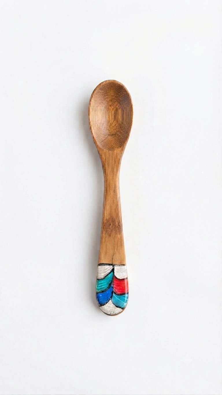 Handcrafted Set of 8 Assorted Hand-Painted Guayacán Wood Spoons