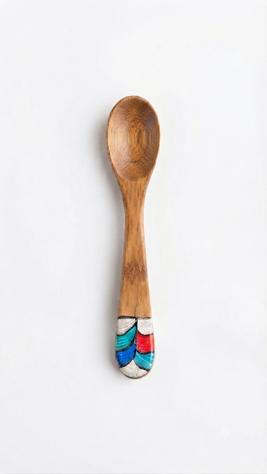 Handcrafted Set of 8 Assorted Hand-Painted Guayacán Wood Spoons