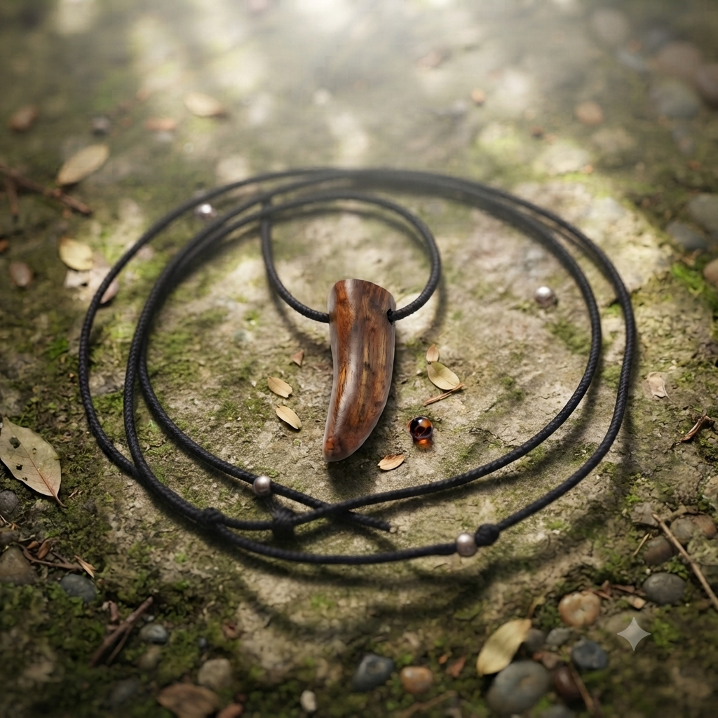 Dominican Guayacán Wood Tusk Pendant Necklace
