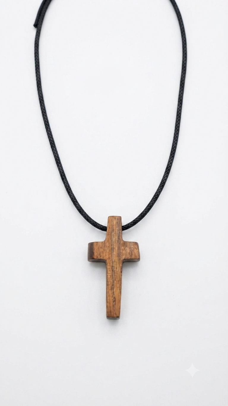 Dominican Guayacán Wood Cross Pendant Necklace