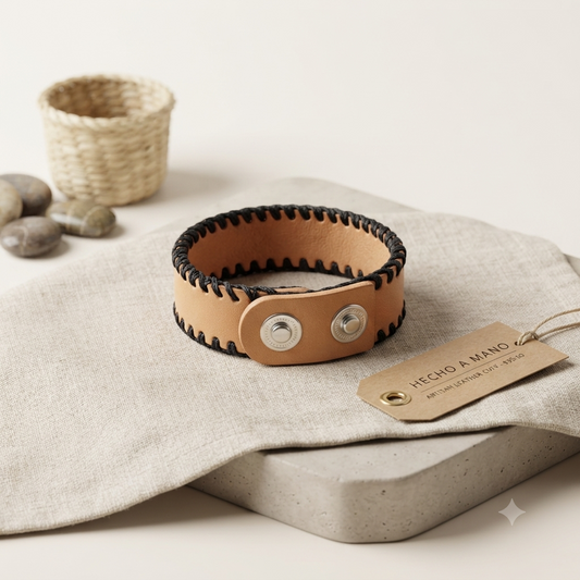 Artisanal Leather Cuff - Caribbean Edition