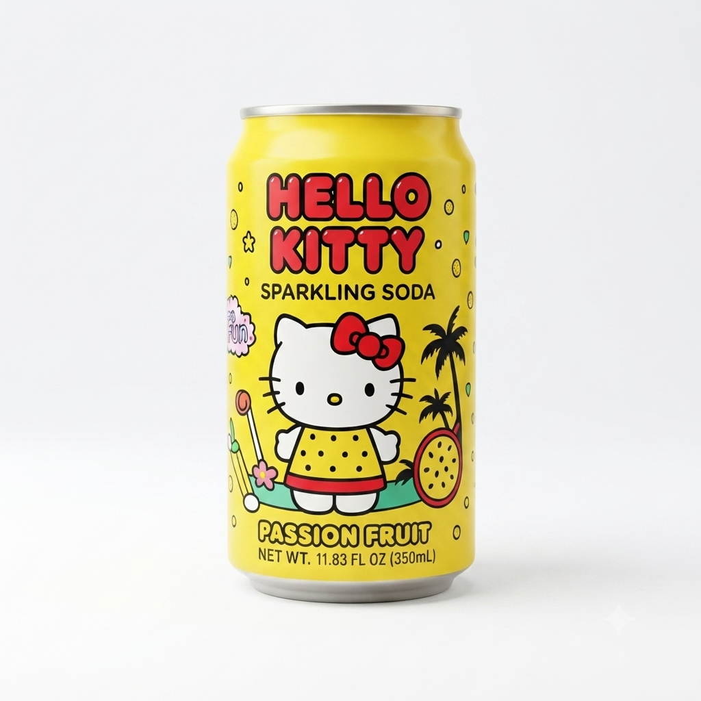Hello Kitty Passion Fruit Sparkling Soda (Individual Can)
