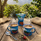 Caribbean Coffee Art Set: Hand-Painted Moka Pot & Enamel Mug Duo