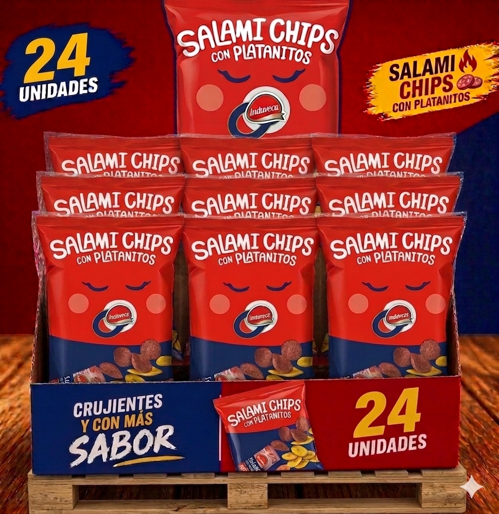 Wholesale Salami Chips con Platanitos Induveca (24-Pack)