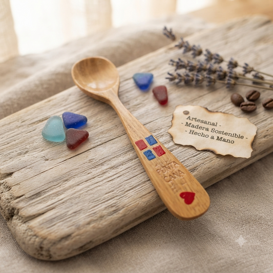 Handcrafted "Punta Cana" Hand-Painted Guayacán Wood Tasting Spoon