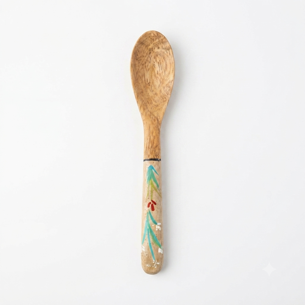 Handcrafted Set of 5 Assorted Hand-Painted Tropical Guayacán Wood Spoons