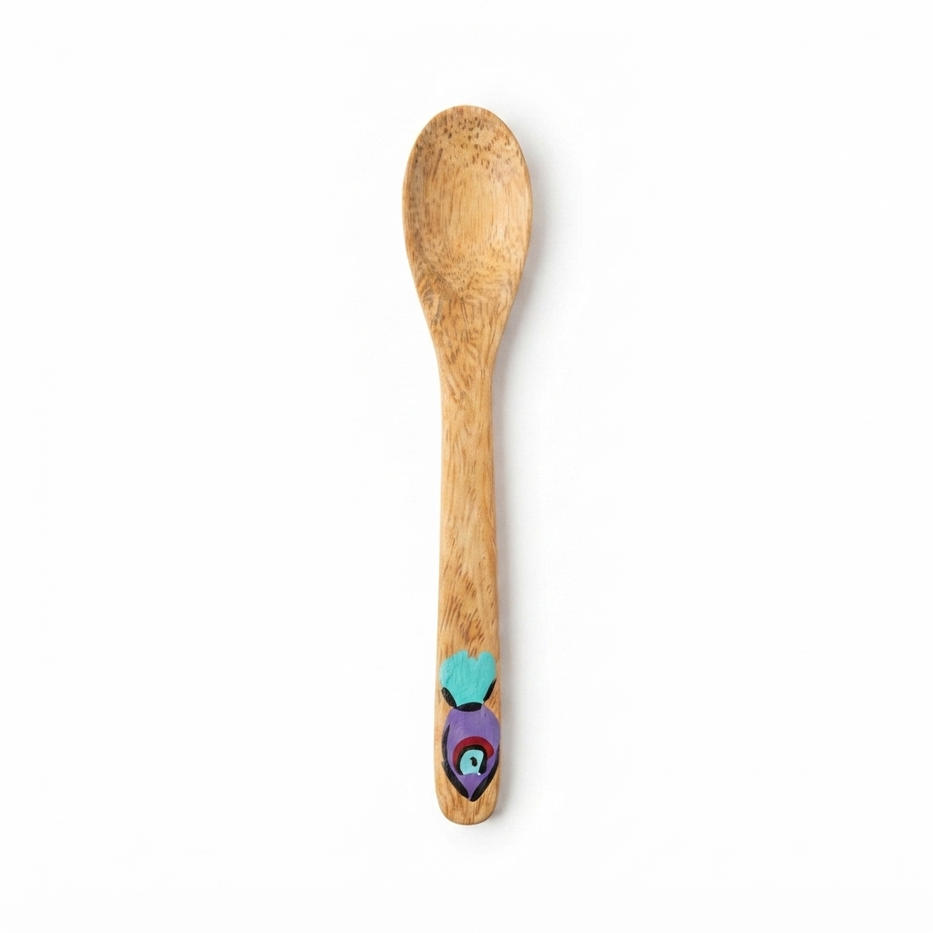 Handcrafted Set of 4 Hand-Painted Tropical Fish Guayacán Wood Spoons