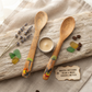 Handcrafted Set of 2 Hand-Painted Tropical Mushroom Motif Guayacán Wood Spoons