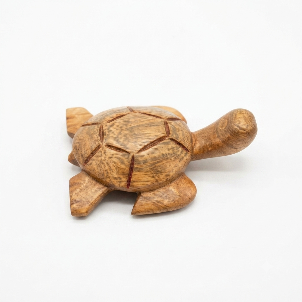 Dominican Guayacán Wood Hand-Carved Sea Turtle Figurine