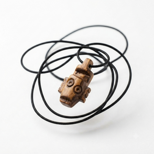 Dominican Guayacán Wood Taíno Cemi Pendant Necklace