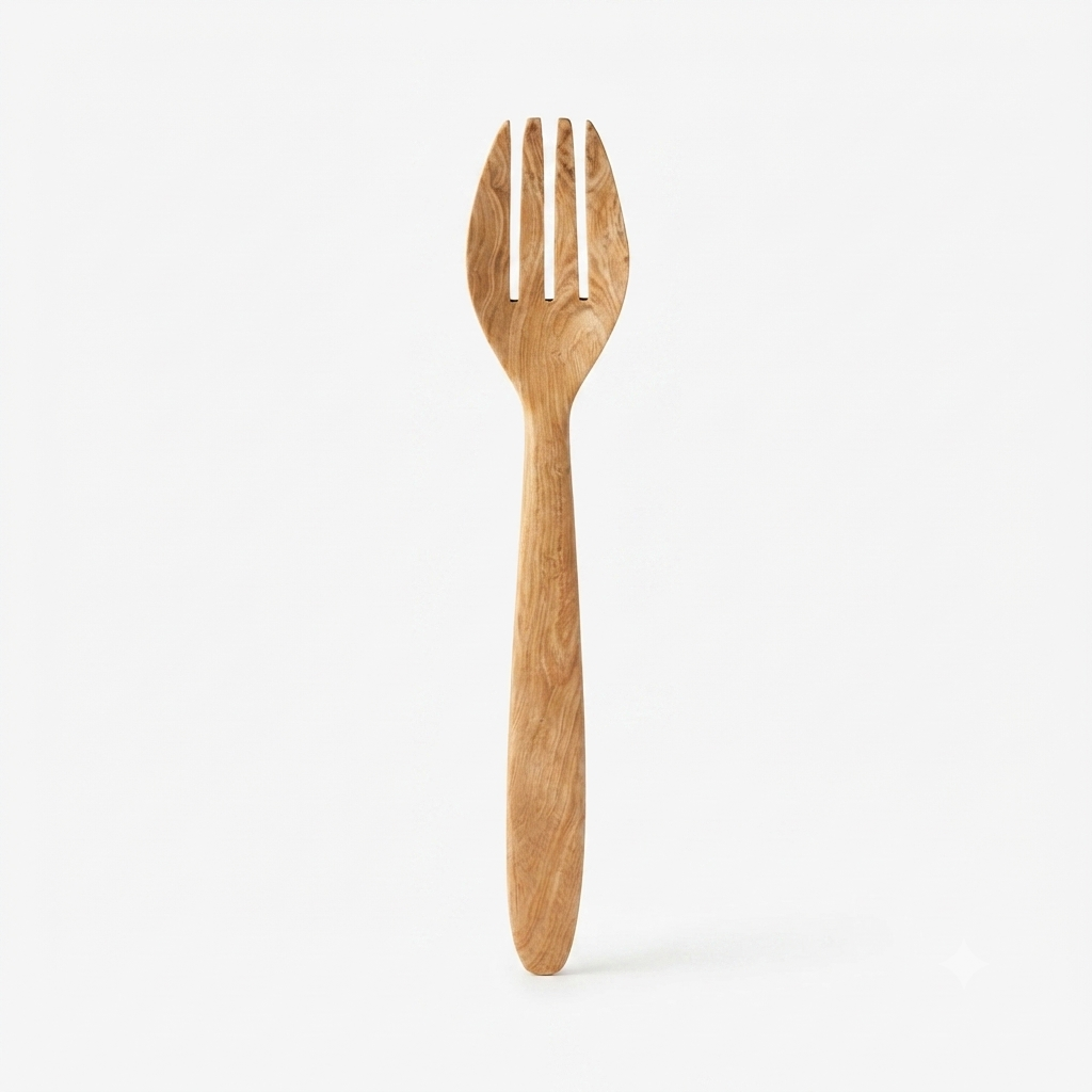 Dominican Guayacán Wood Wide Serving Fork